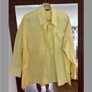 STAUD yellow boyfriend button down - payton top - sz small (oversized)